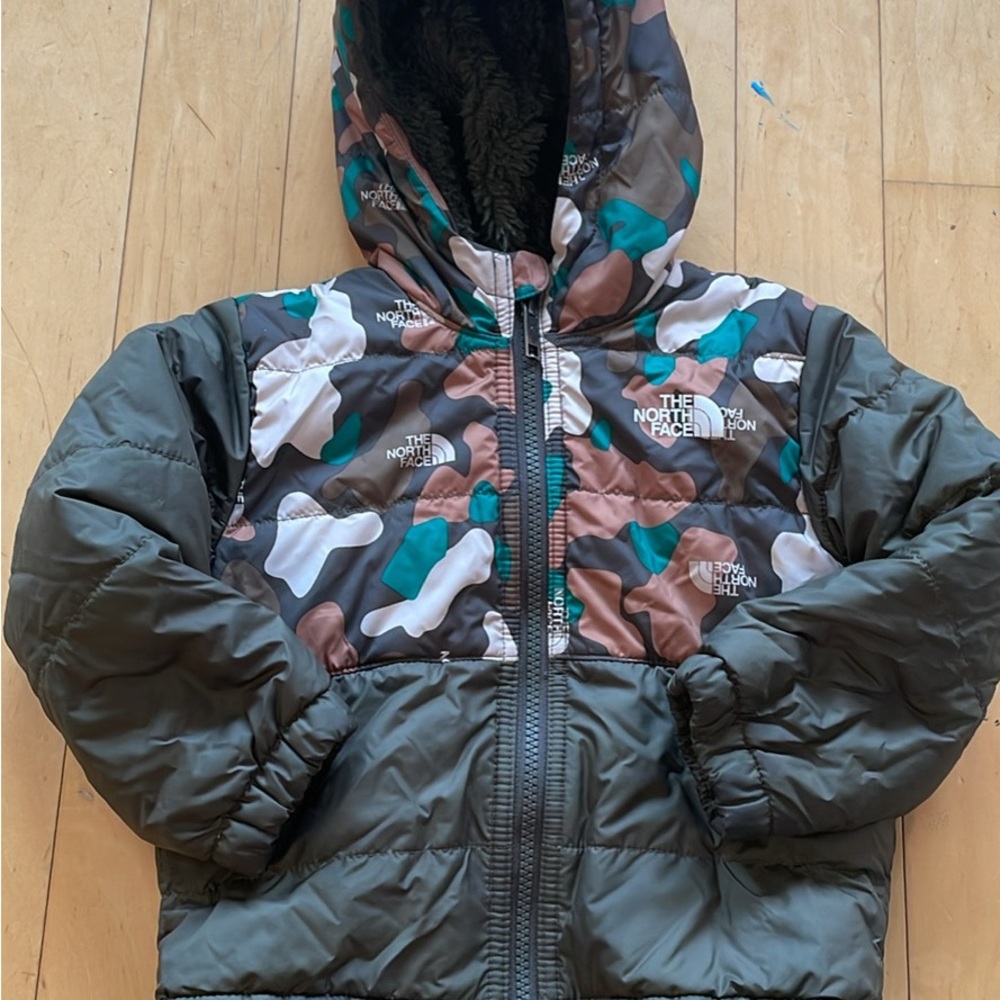 The North Face Kids' Green and Brown Camo Jacket